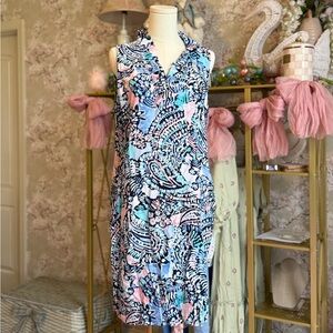 crown & ivy Sleeveless Paisley Shift Dress in Blue & Pink